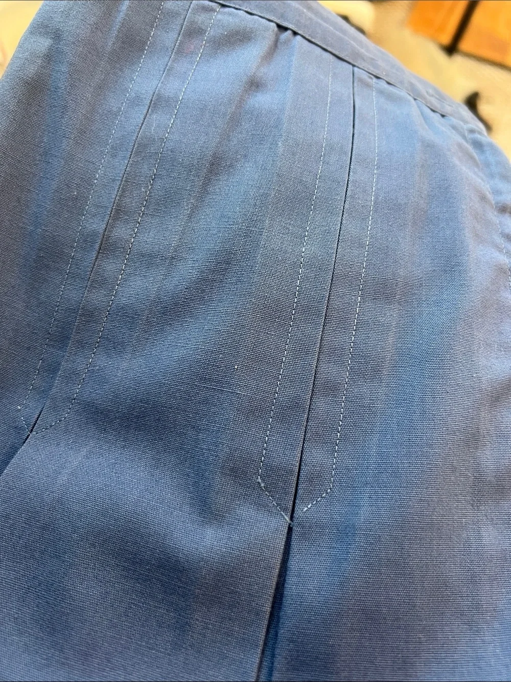 Vintage 70s Classic Skirt high quality Pleated Blue cotton Midi size medium